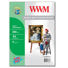 Холст WWM хлопковый, 260g/m2, A3, 5л